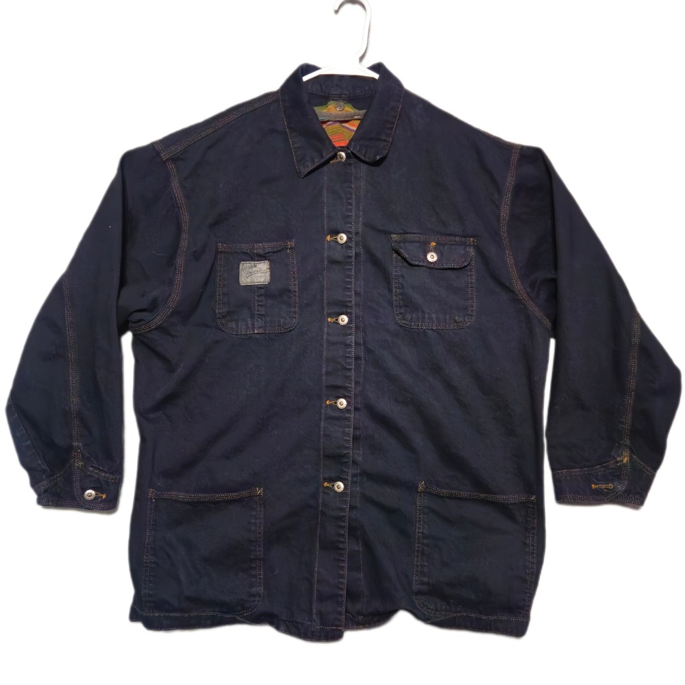 Vintage Gap Denim Premier Barn Coat Mens L Black Wool Blend Lined Chore Jacket